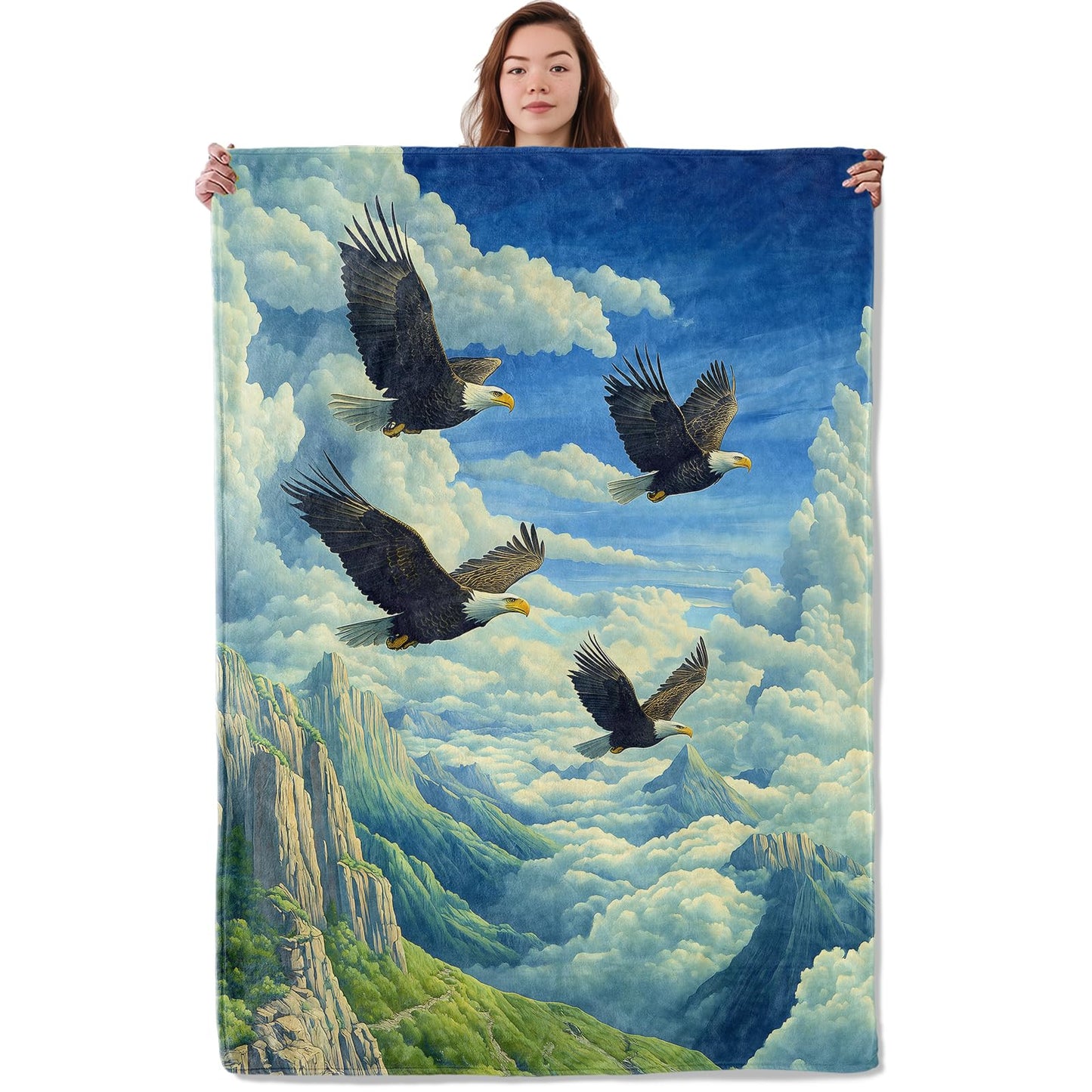 UNDAHIS Soaring Eagle Blanket, Soft Warm Cozy Throw Blanket Gifts for Adults Kids Women, Lightweight Fuzzy Comfy Flannel Blankets for Couch, Travel, Bed, Home Decor 60×50 Inch