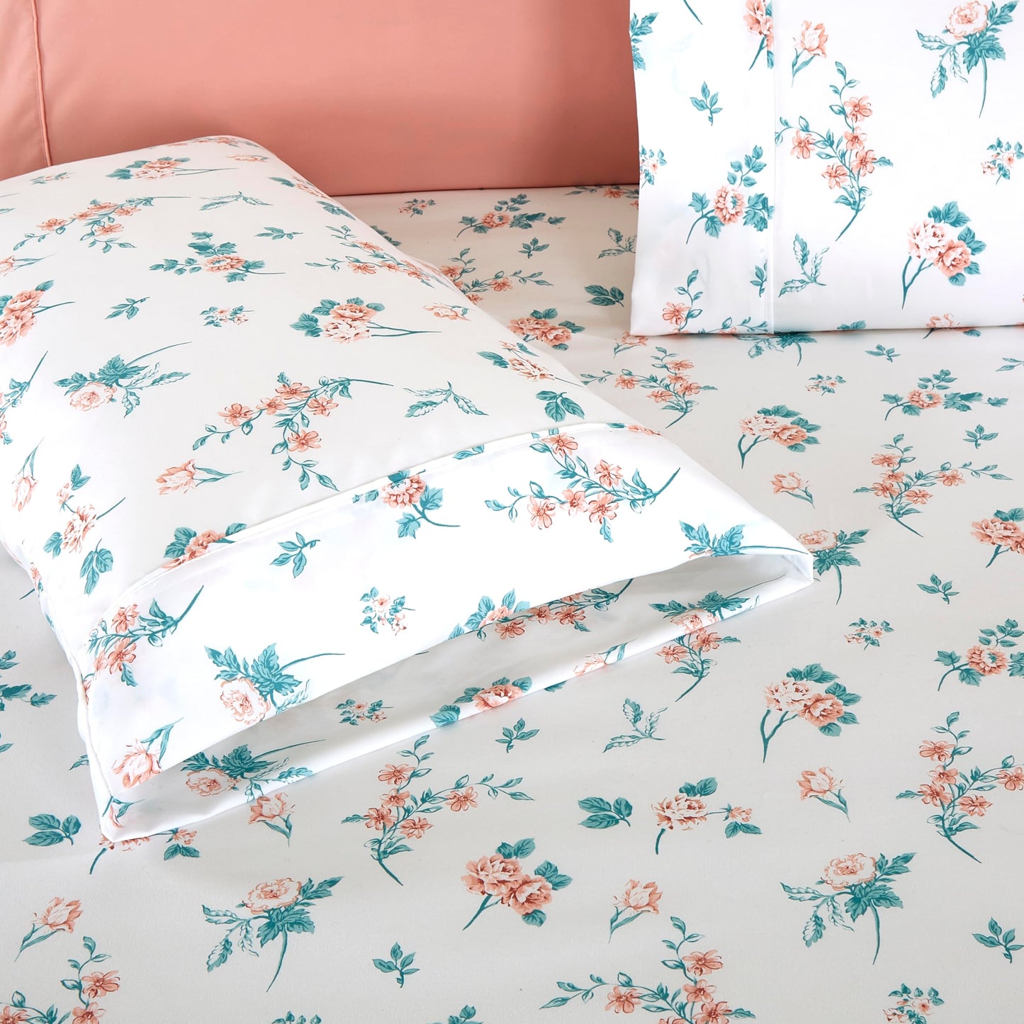 Elegant Comfort Softest and Coziest 6-Piece Sheet Set - 1500 Premium Hotel Quality Microfiber - Deep Pocket, Wrinkle Resistant 6-Piece Floral Bed Sheet Set, Queen, Celia Pink