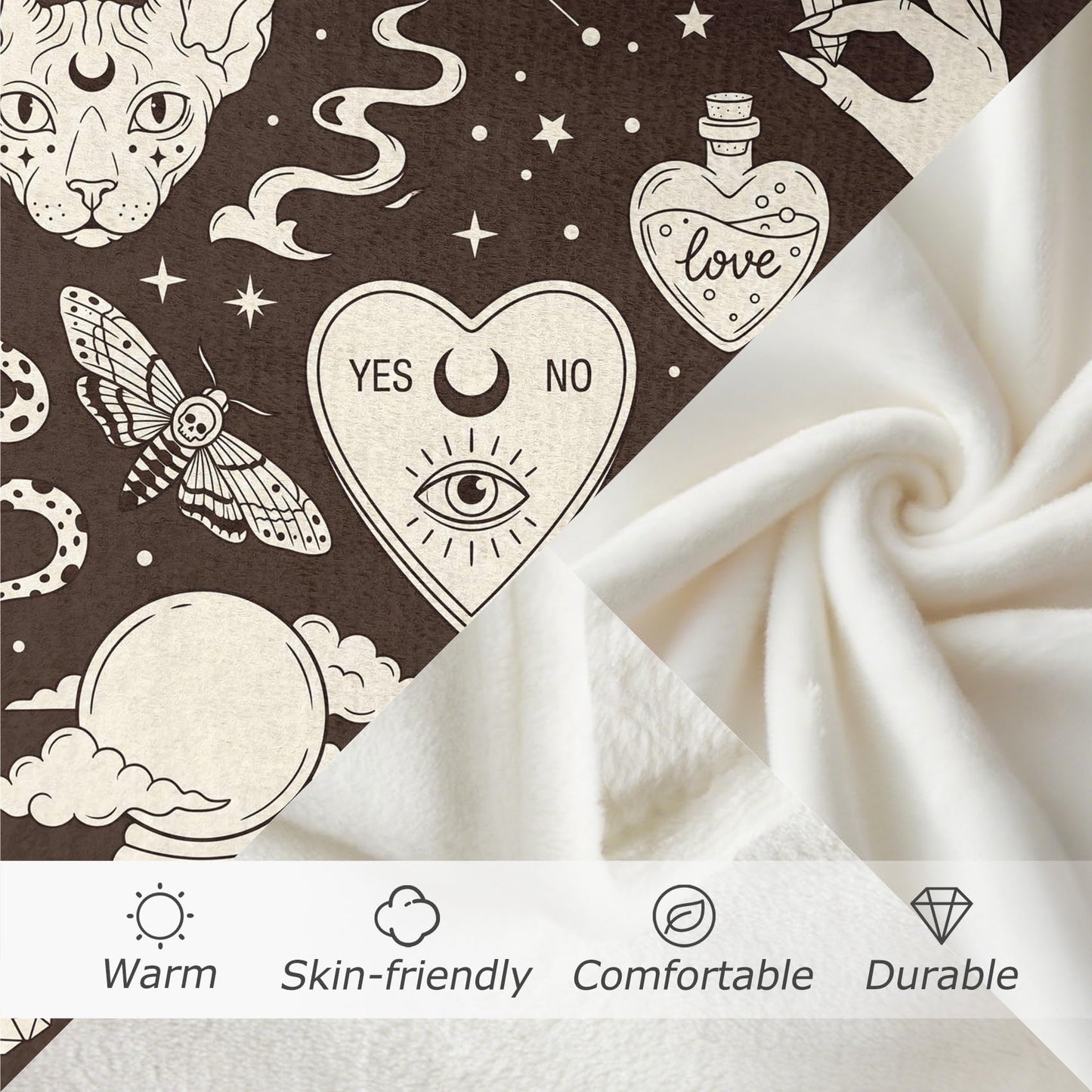GEDAEUBA Halloween Witch Blanket - Witchcraft Witchy Fleece Blanket Throw, Soft Cozy Blankets & Throws for Couch, Bed, and Sofa, 50x60 inches