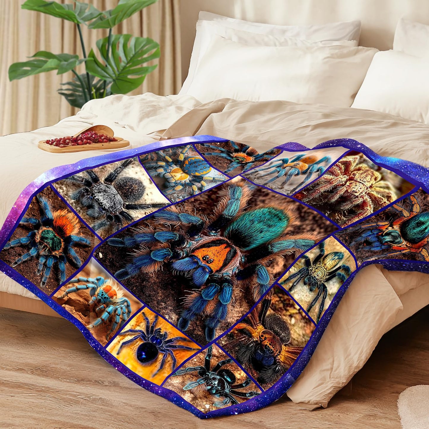Spider Blanket Spider Decor Cozy Animal Throw Super Soft Plush Flannel Fleece Blanket Gift for Kids Adults Men Women Ultra Warm & Lightweight Flannel, 50"X40"