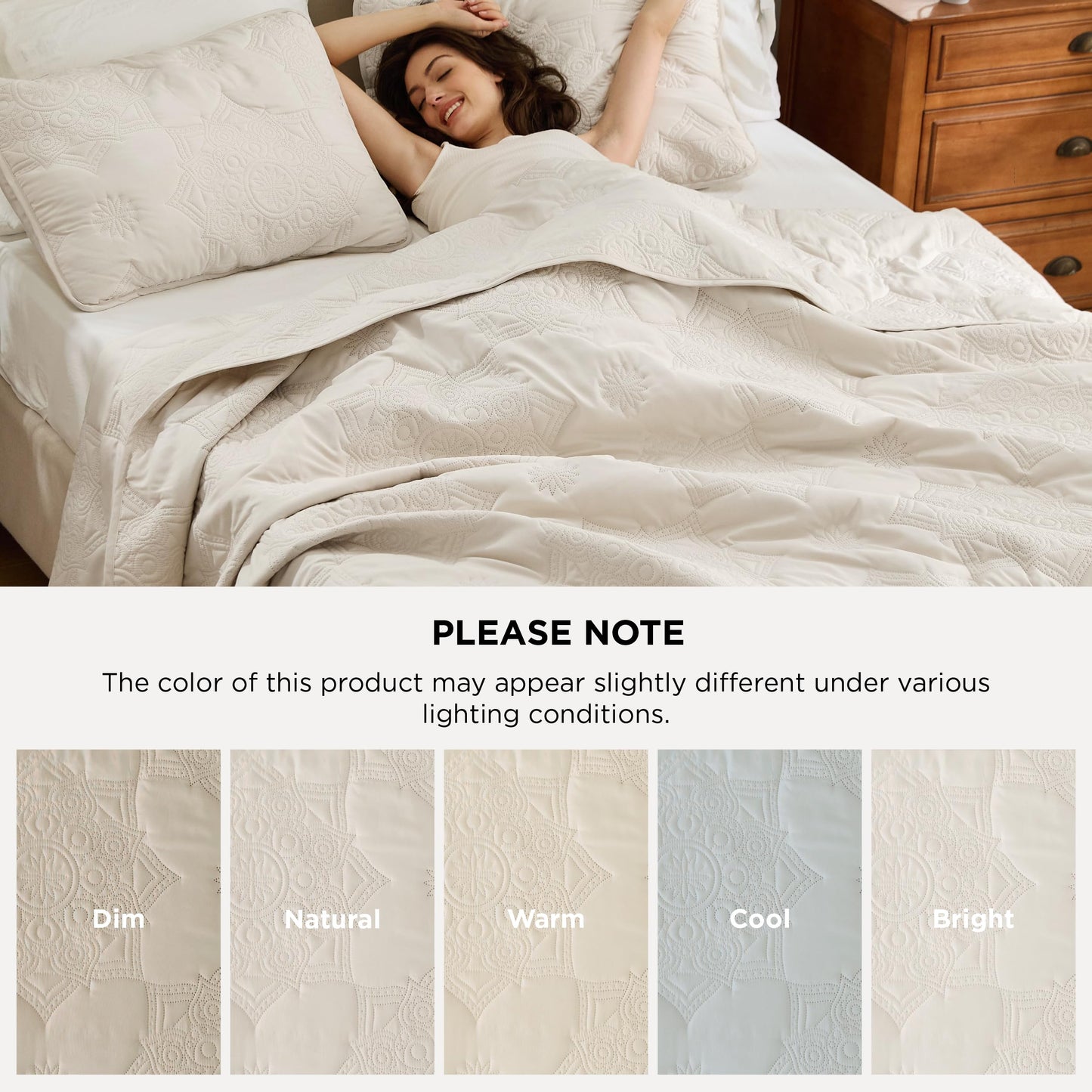 Bedsure King Size Quilt Set - Lightweight Bedspreads King Size, Stitch-Free Ultrasonic Quilting Coverlet, All-Season Beige Comforter Set, Pet-Friendly Soft Machine Washable Bedding (106"x96")