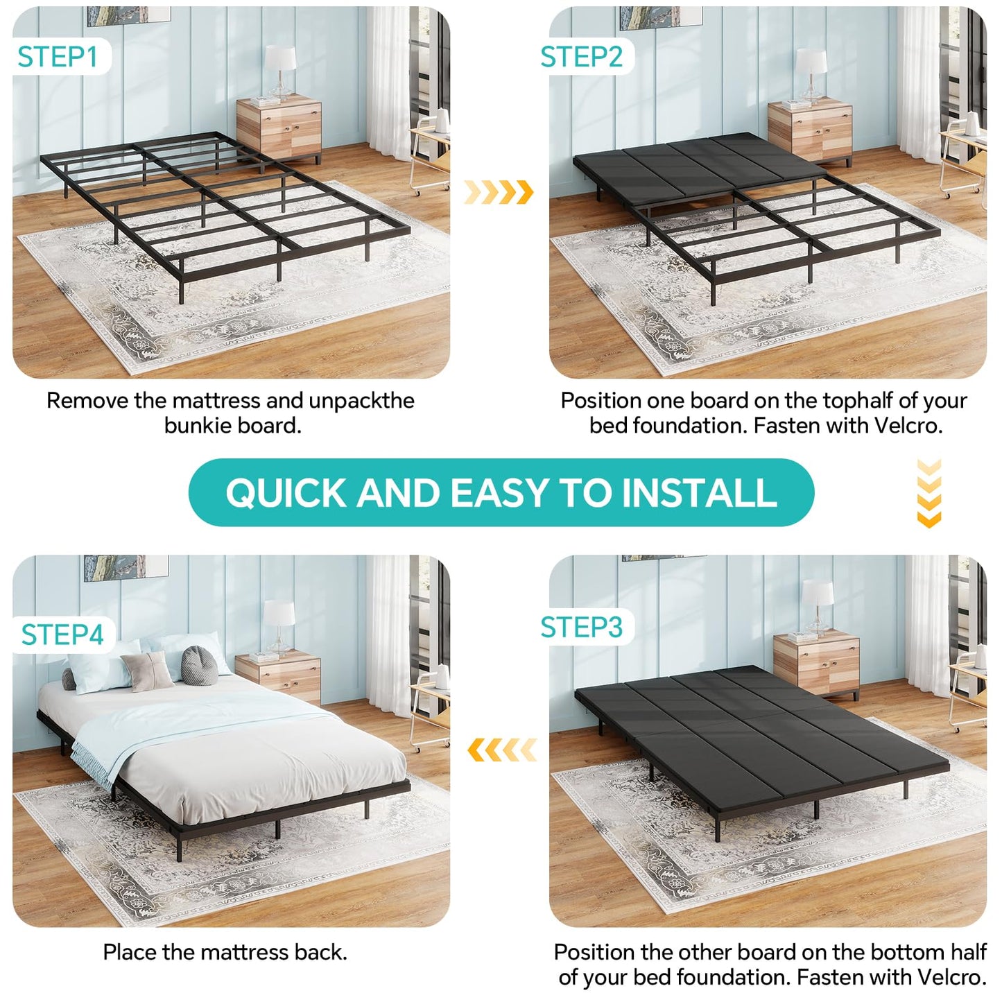 UINTAI Bunkie Board Queen Size (60"x80"), Anti-Sag Support Board for Slatted Bed Frame, Light and Thin, Moisture Resistant