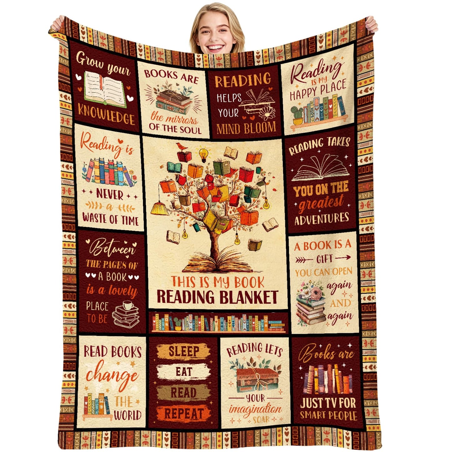 VISSTREE Book Lovers Gifts Blanket, Book Reading Throw Blanket, Librarian Bookish Books Club Gift for Women Readers Bookworms Birthday Graduation Present Ideas Soft Flannel Blankets 50'' x 60''