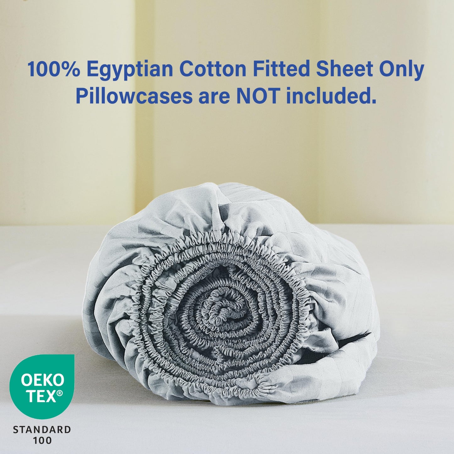 2 Pack Queen Fitted Sheets Only, 100% Egyptian Cotton, Super Soft 600 Thread Count Sateen, 16" Deep Pocket Bottom Sheets, Breathable Hotel Quality, Durable All-Around Elastic, Striped Grey