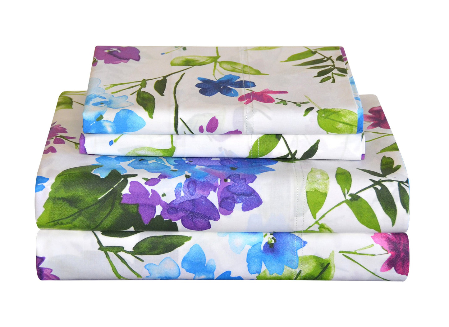Pointehaven Bedding 4 Pieces Queen 100% Cotton Percale Sheets- Printed Bed Sheet & Pillowcase Sets- Soft Cotton Bed Sheets Set- Fits Mattress 19 inches Deep Pocket (Queen, Prima)