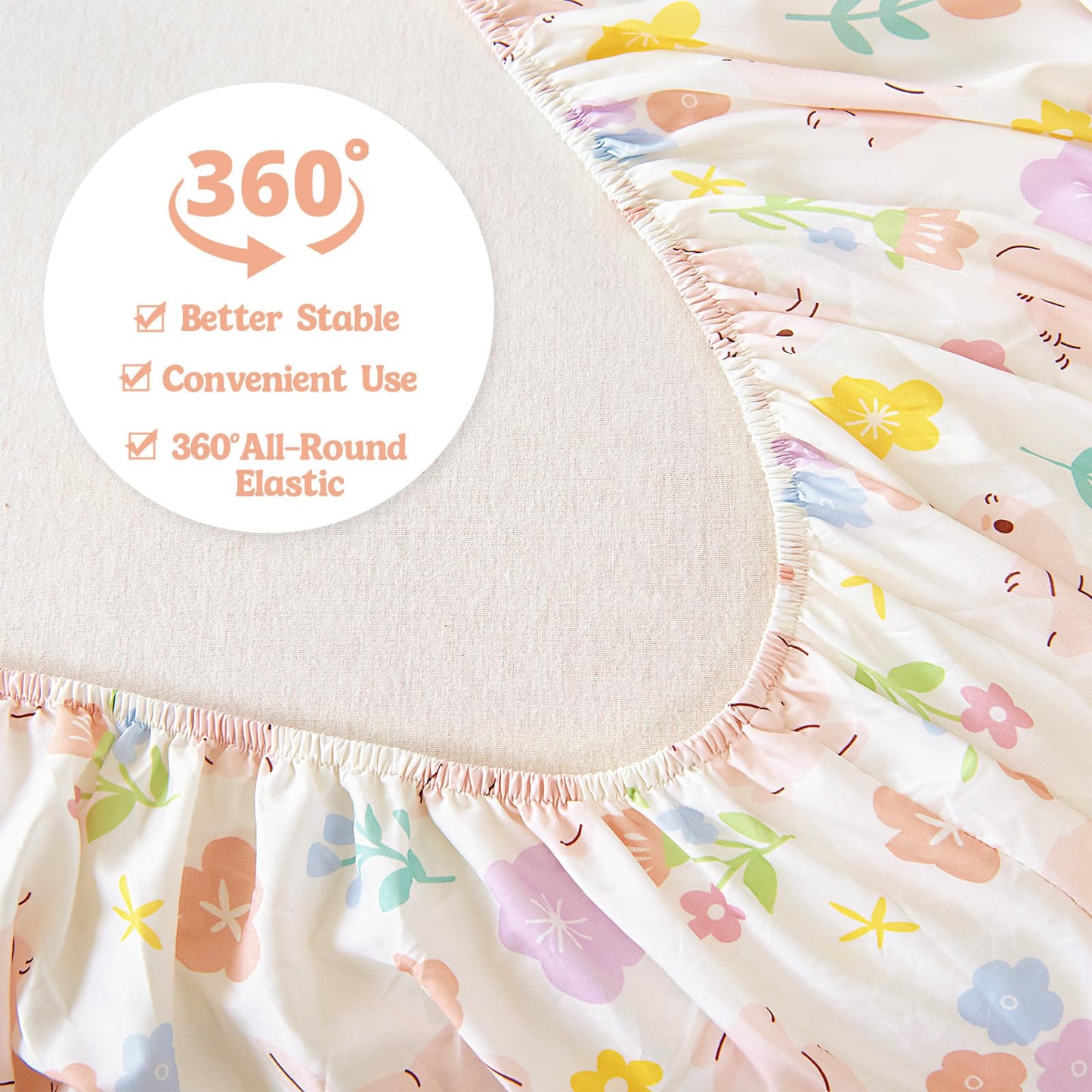 MCO Kids Full Size Bed Sheets, Soft Microfiber Full Size Sheets for Boy Girls, 4 Pieces Breathable Full Bed Sheet Rabbit