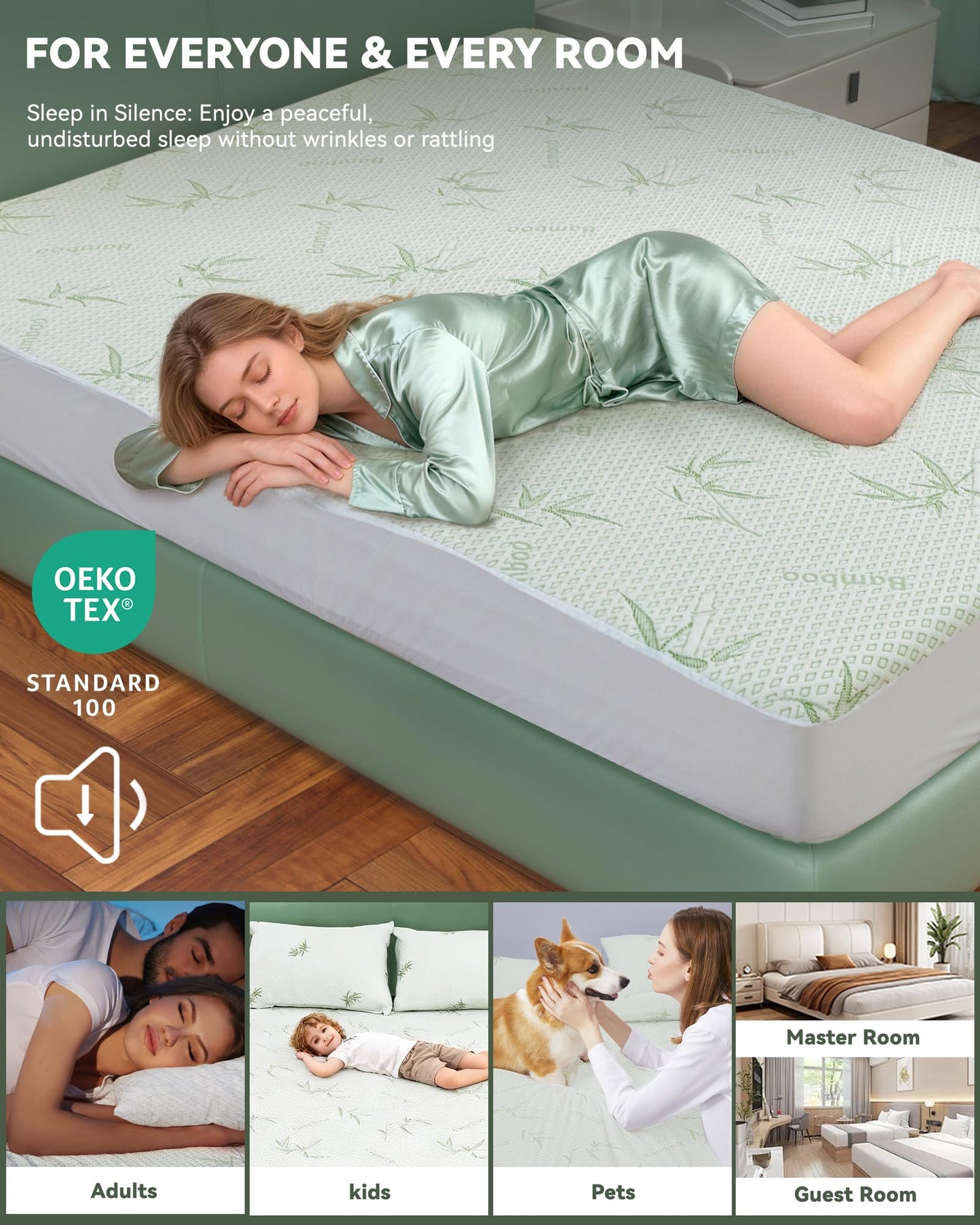 Welfibr Mattress Protector Waterproof 15% Viscose from Bamboo Cooling Cover for Hot Sleepers 3D Air Fabric Breathable Noiseless Soft Bed Cover for 6-18" Deep Pocket Adults, Incontinence Twin