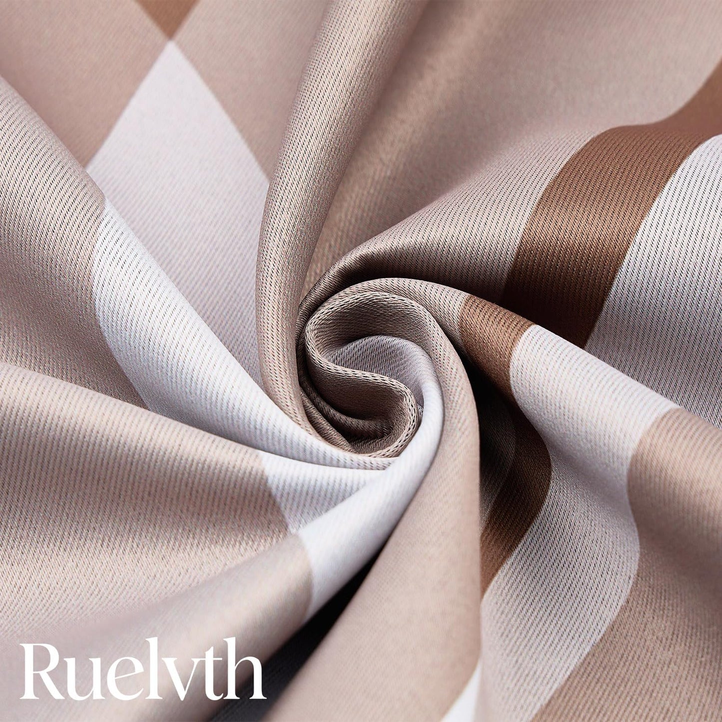 Ruelvth Brown Blackout Curtains, Ombre Grey and Brown Striped Window Curtains for Living Room Bedroom Modern Coffee Tan Room Darkening Grommet Curtains 42x63 Inch, 2 Panels