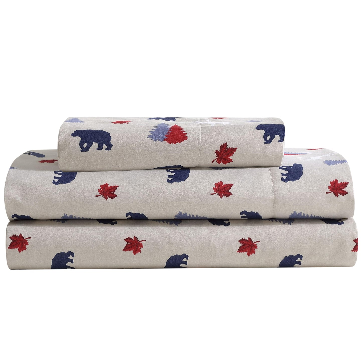 Beatrice Home Fashions Cozy Cabin 3-Piece Twin Microfiber Bedding Sheet Set with Deep Pockets Rustic Patchwork Plaid Deer, Americana
