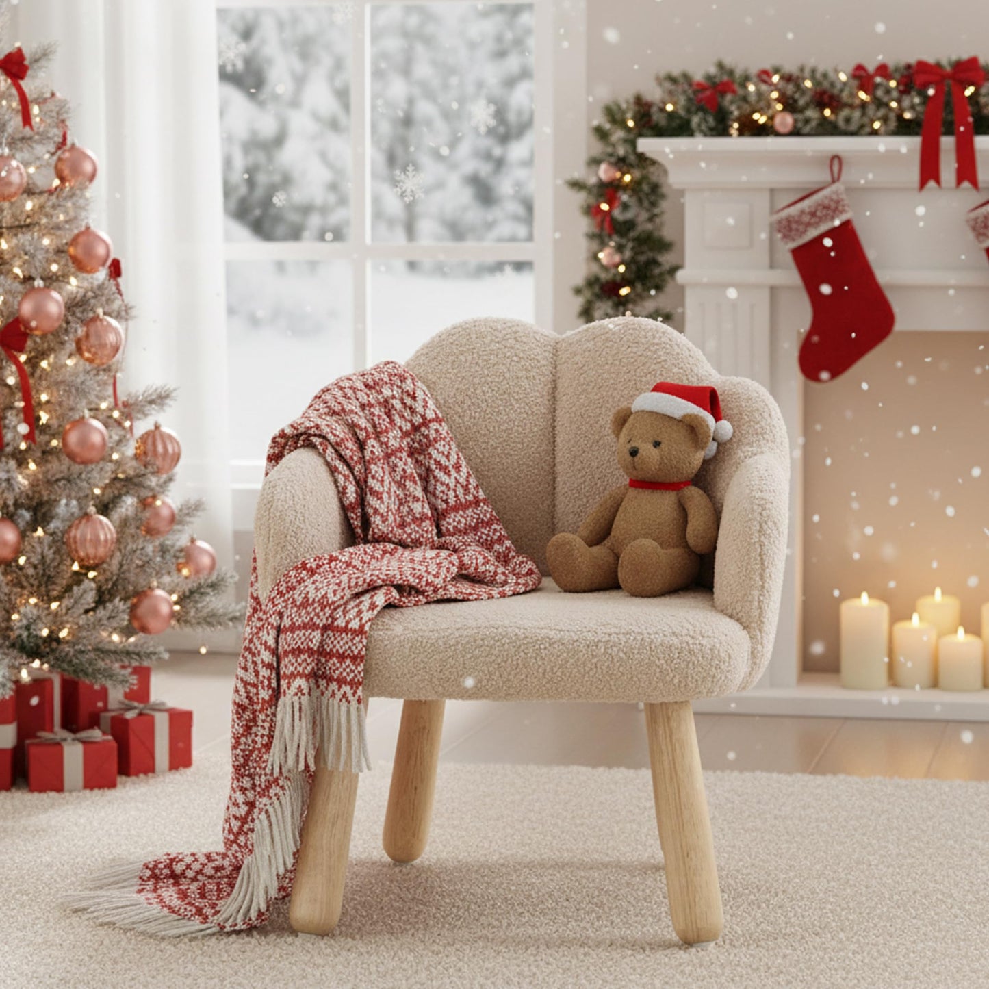 DAYARUS Kid Chair, Toddler Chairs Comfy Sherpa Kids Table Chair, Wood Toddler Couch Sofa, Soft Kid Reading Chair, Boy Girls Desk Chairs for Ages 2-5, Kids Armchair for Bedroom/Nursery/Gifts, Khaki