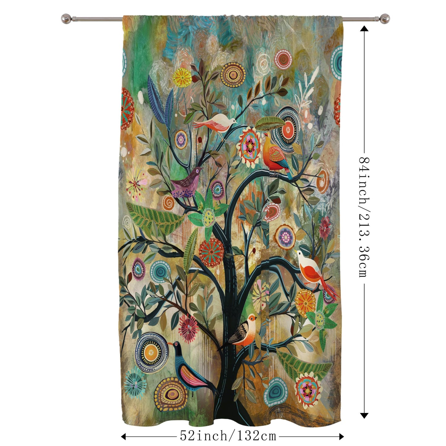 HMS Happy Memories Rod Pocket Door Curtains Thermal Insulated Room Darkening Curtains Blackout Floral Style Drapes Window Curtain 1 Panel for Living Room Bedroom Kitchen(Dark Green Tree 52" x 84")
