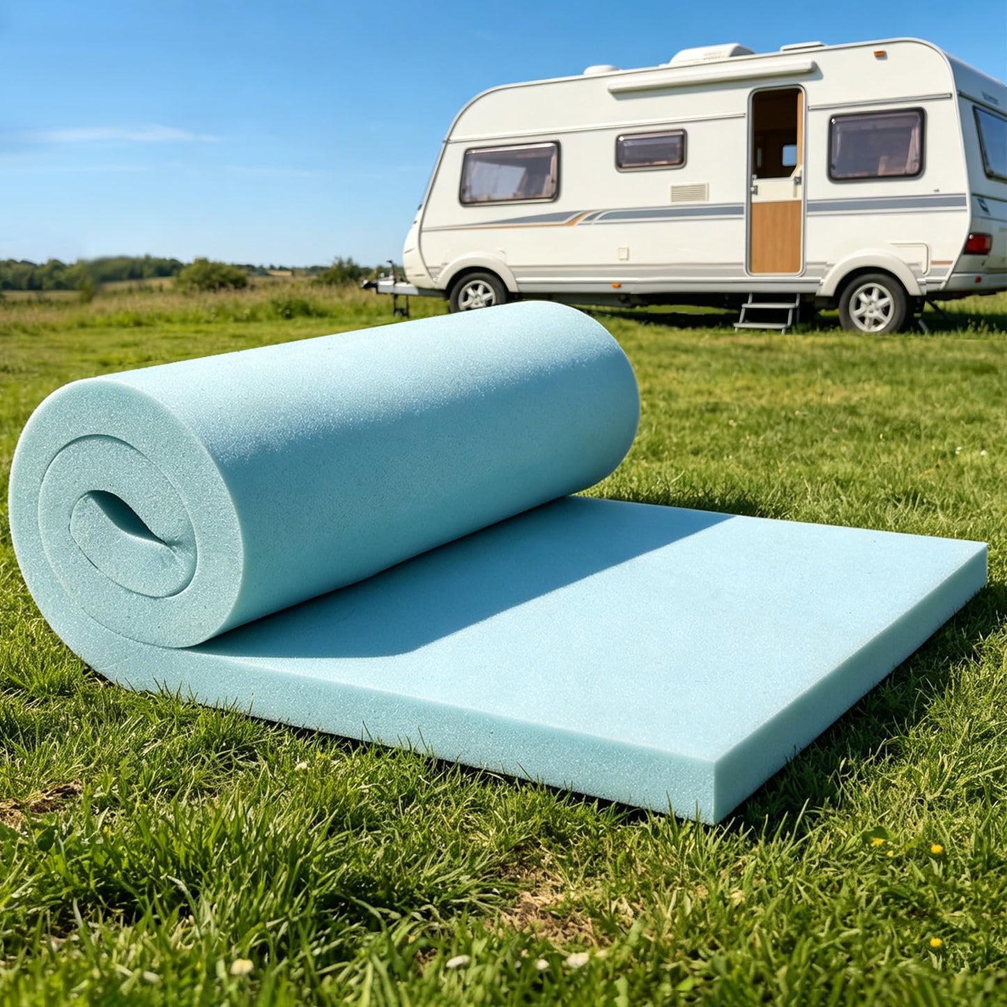 72" ×28" RV Mattress Topper, Replacement Memory Foam Pad Camper Bed Topper for RV Bunk, Travel Trailer & Truck Sleeper, Pressure Relief, Breathable