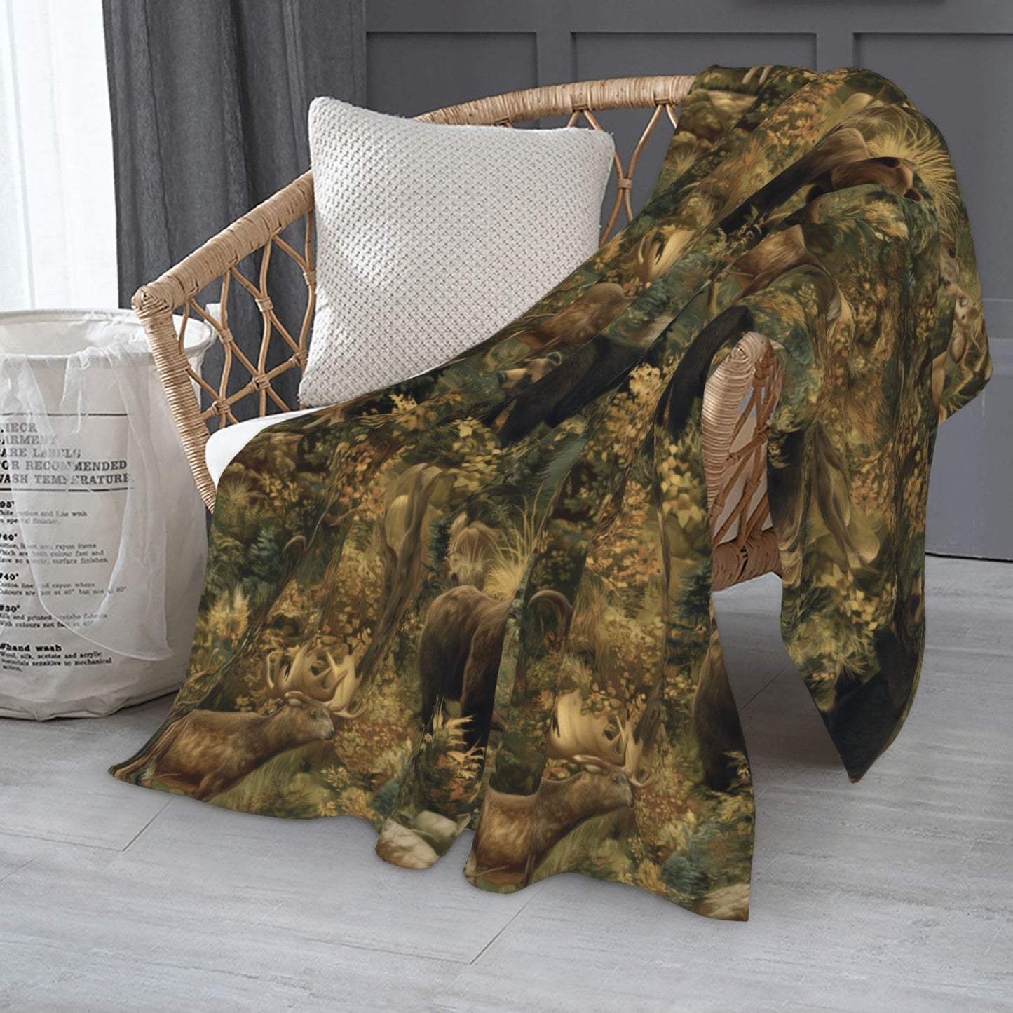 Forest Animals Deer Flannel Throw Blanket Soft Cozy Blanket for Living Room Couch Sofa Bed 50 x 60 Inches