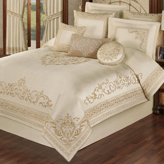 Touch of Class Versailles Luxury Comforter, Classic Pearl, Queen, 11 Pc Set