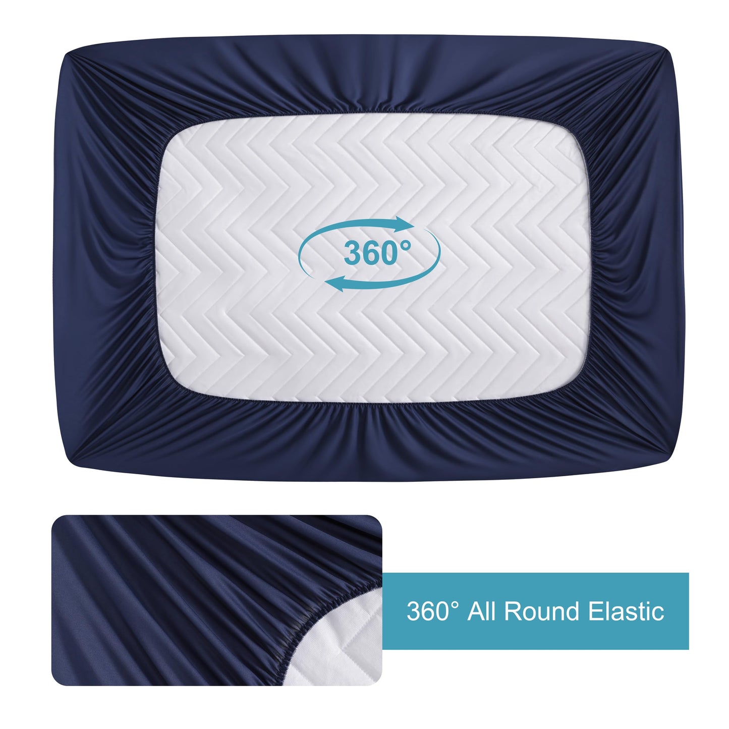 NTBAY Waterproof Mattress Protector, Quilted Twin Fitted Mattress Cover with 15" Deep Pocket- Machine Washable - Soft Mattress Pad Cover, Navy Blue