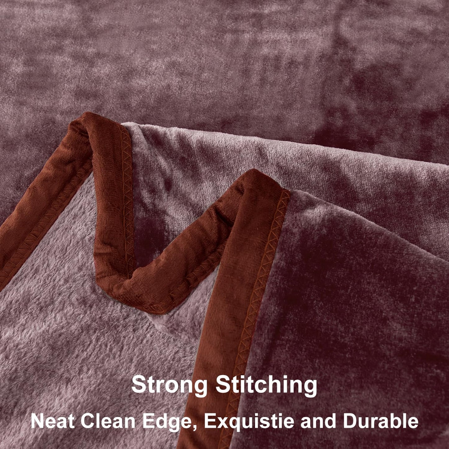JYK Fleece Plush Blanket, Korean Mink, Queen 79" x 91" - Super Soft, Warm, Lightweight, Cozy Fuzzy Solid Color Brown