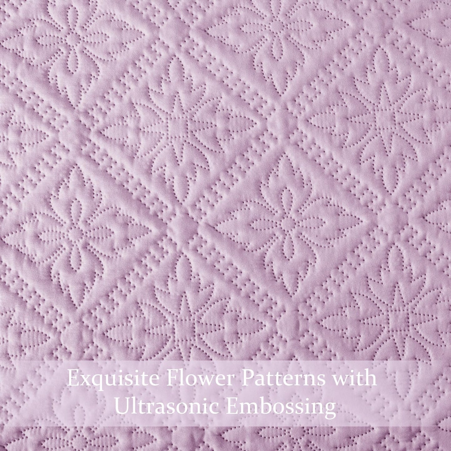 Exclusivo Mezcla King Quilt Bedding Set, Lightweight Soft Bedspreads Coverlets with 2 Pillow Shams, Modern Lilac Oversized Quilts King Size for All Seasons