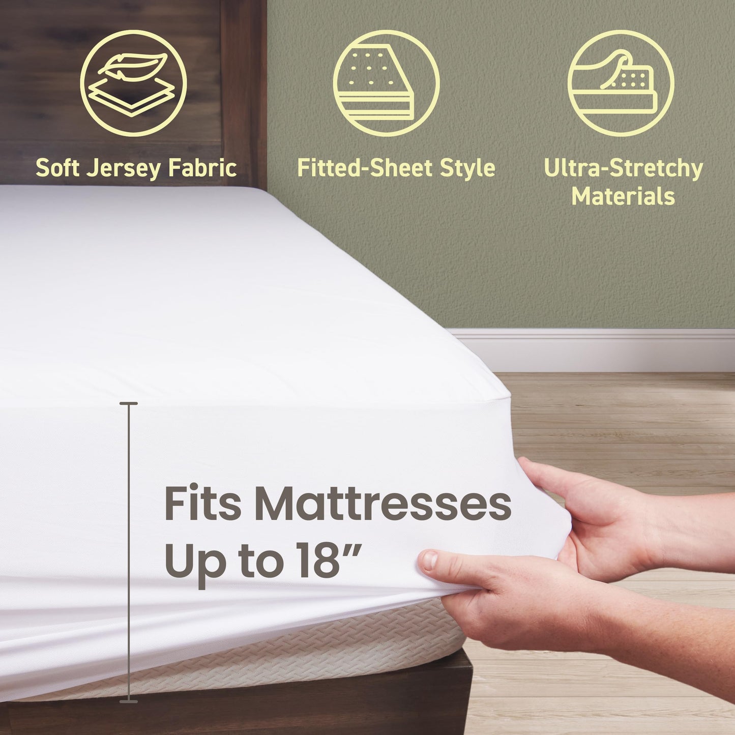SafeRest Waterproof Mattress Protector Twin Size – Absorbent Breathable Soft Fitted Bed Cover with 18" Deep Stretchable Pockets – Machine Washable Twin Mattress Cover