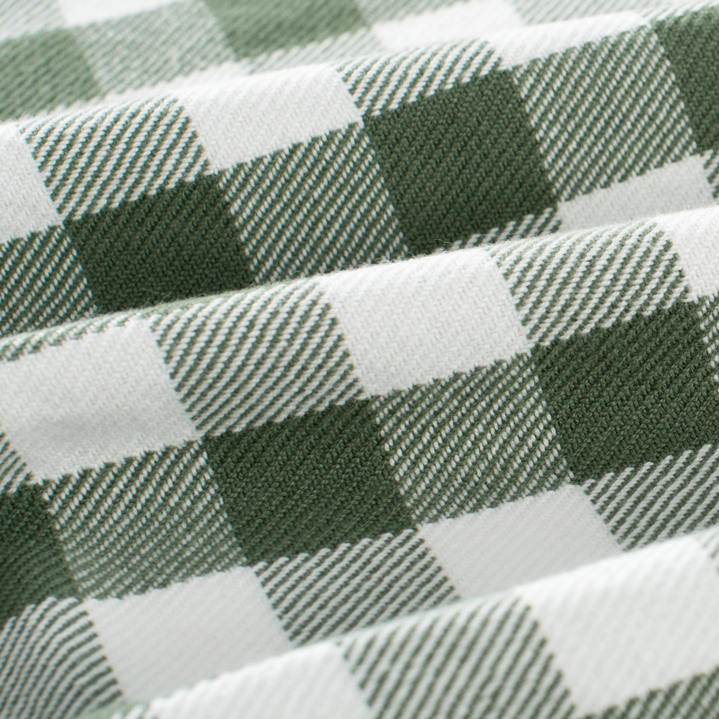 CloudDwelling 100% Cotton Throw Blanket Plaid Soft Lightweight Cozy Farmhouse Tassels Summer Thin Breathable Throws for Couch Sofa Bed (50" × 60" Green)