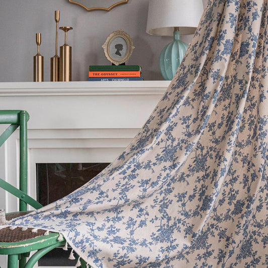 AOWELLOW Boho Curtains 63 Inch Length 2 Panels for Living Room Bedroom Vintage Floral Patterned Light Filtering Curtains for Bedroom Farmhouse Light Filtering Drapes Rod Pocket