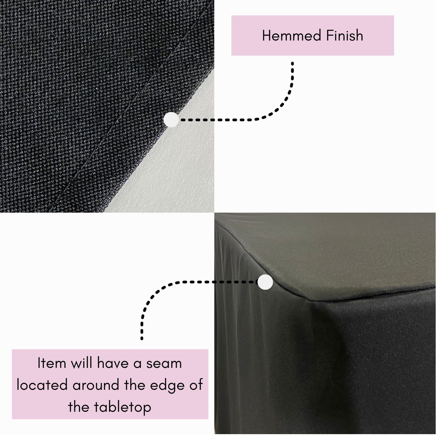 YOUR CHAIR COVERS - 8 ft X 18 inch Fitted Open Back Polyester Rectangular Tablecloth - Black