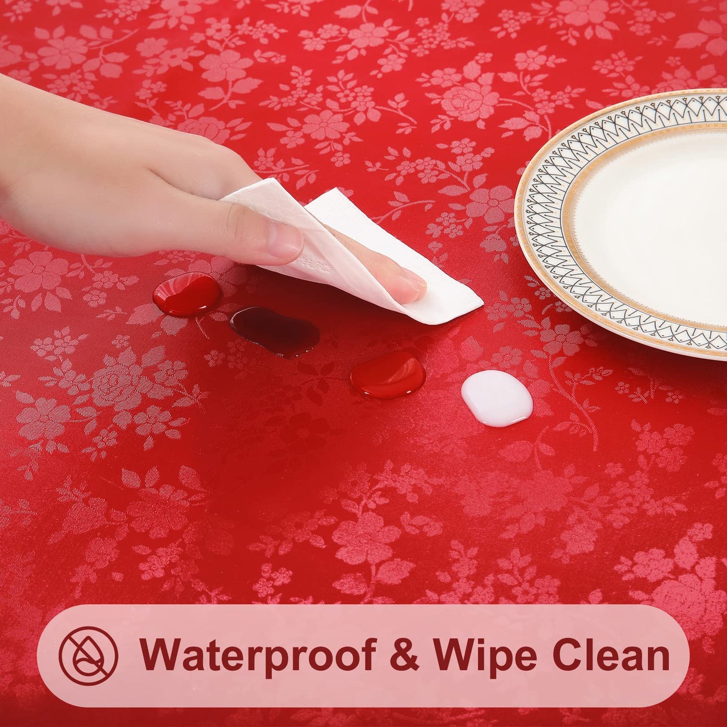 Smiry Rectangle Table Cloth, Waterproof Heavy Duty Vinyl Tablecloths, Wipeable Washable Table Cover for Kitchen and Dining Room (Red, 70" X 90")