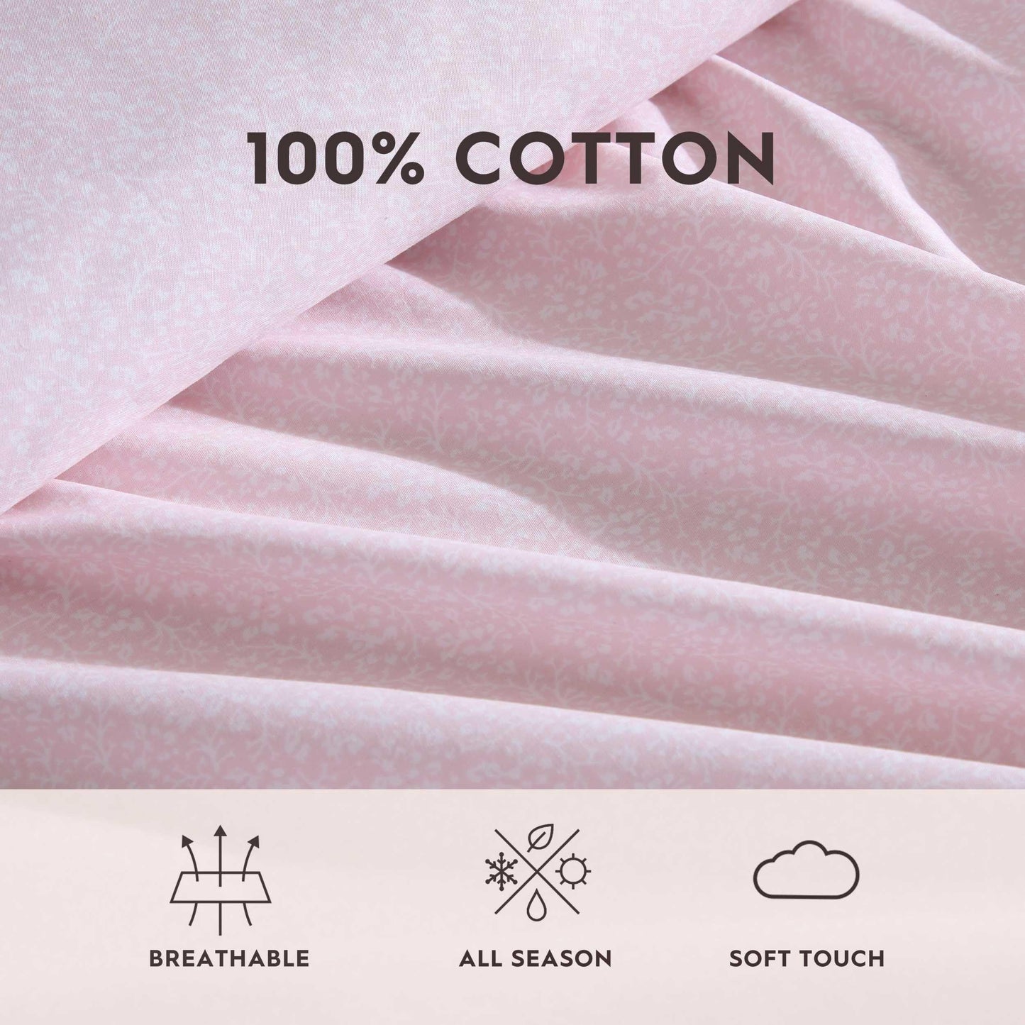 Laura Ashley – Twin Size Sheet Set, Crisp & Lightweight Cotton Percale Bedding with Fitted Sheet and Pillowcase, Floral Room Decor, Deep Pocket, College Dorm Room Essentials (Victorian Scroll Pink)