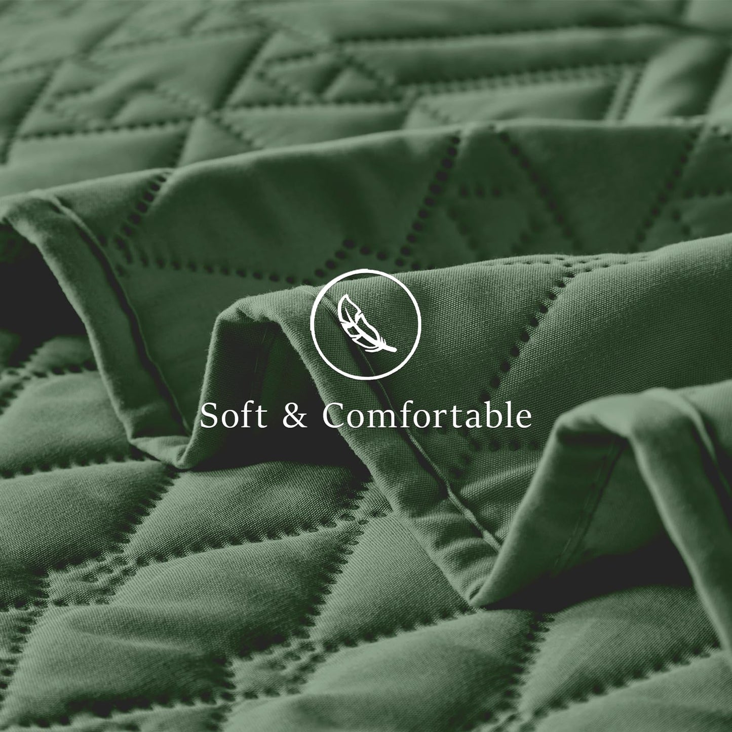 akkialla King/Cal King Size Quilt Bedding Set,Green Lightweight Microfiber Soft Bedspread,Modern Style Geometric Pattern Coverlet Set for All Seasons,3 Piece(1 Quilt,2 Pillow Shams)