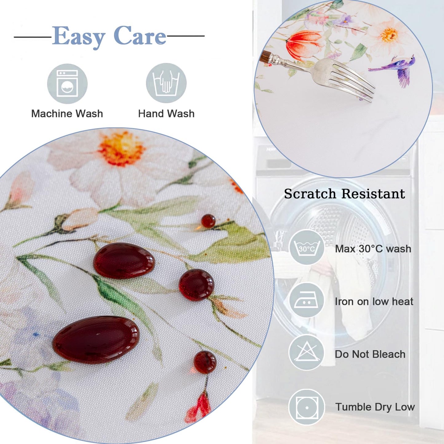 Joyfol Day Spring Florals Tablecloth, Tulips Wildflower Rectangle Table Cloth, Flowers Waterproof Table Covers for Easter, Birthday, Wedding, Mothers Day Tea Party Decorations, 84 x 60 Inch