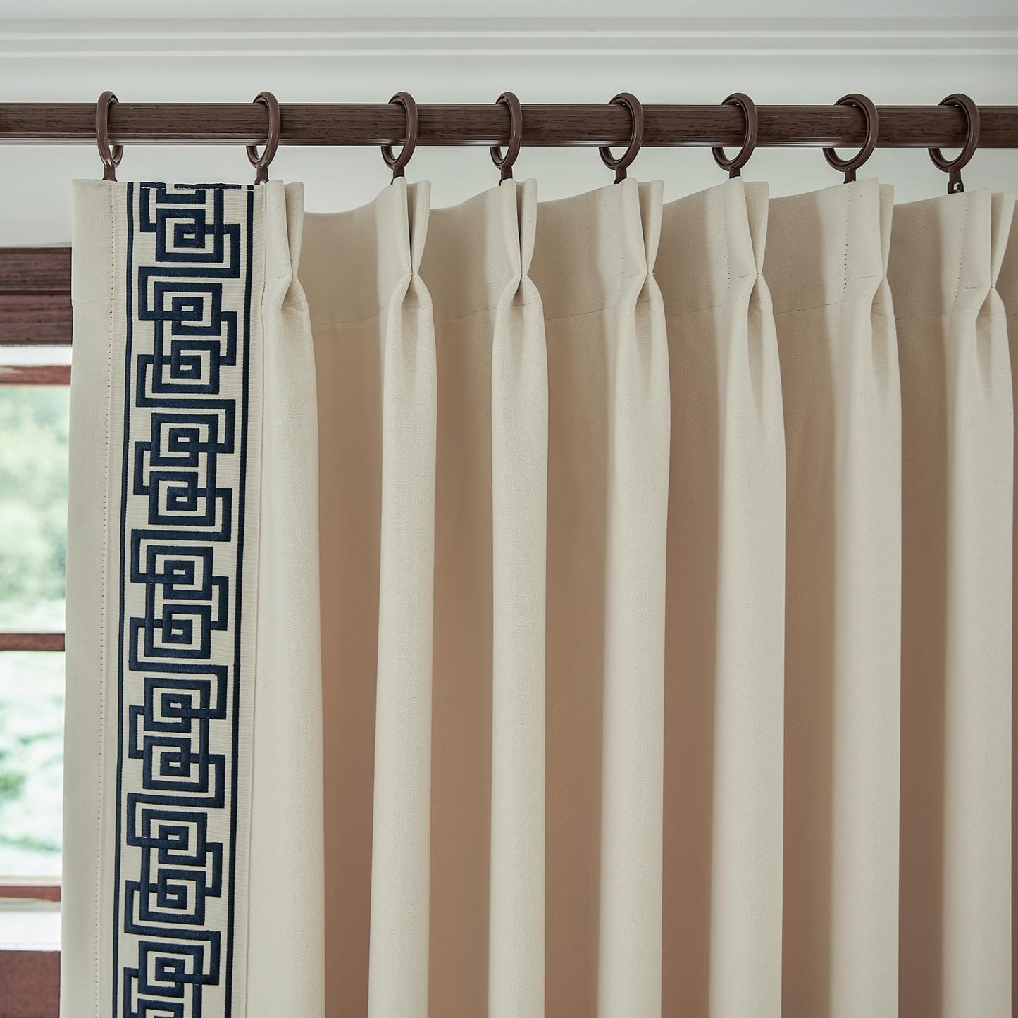 VisionaryHomeDesign Cotton Blend Yellow Cream Curtain - Geometric Trim, Soft, Durable - Elevate Your Space with Retro Details(2 Panels) (50‘’W x 96‘’L)