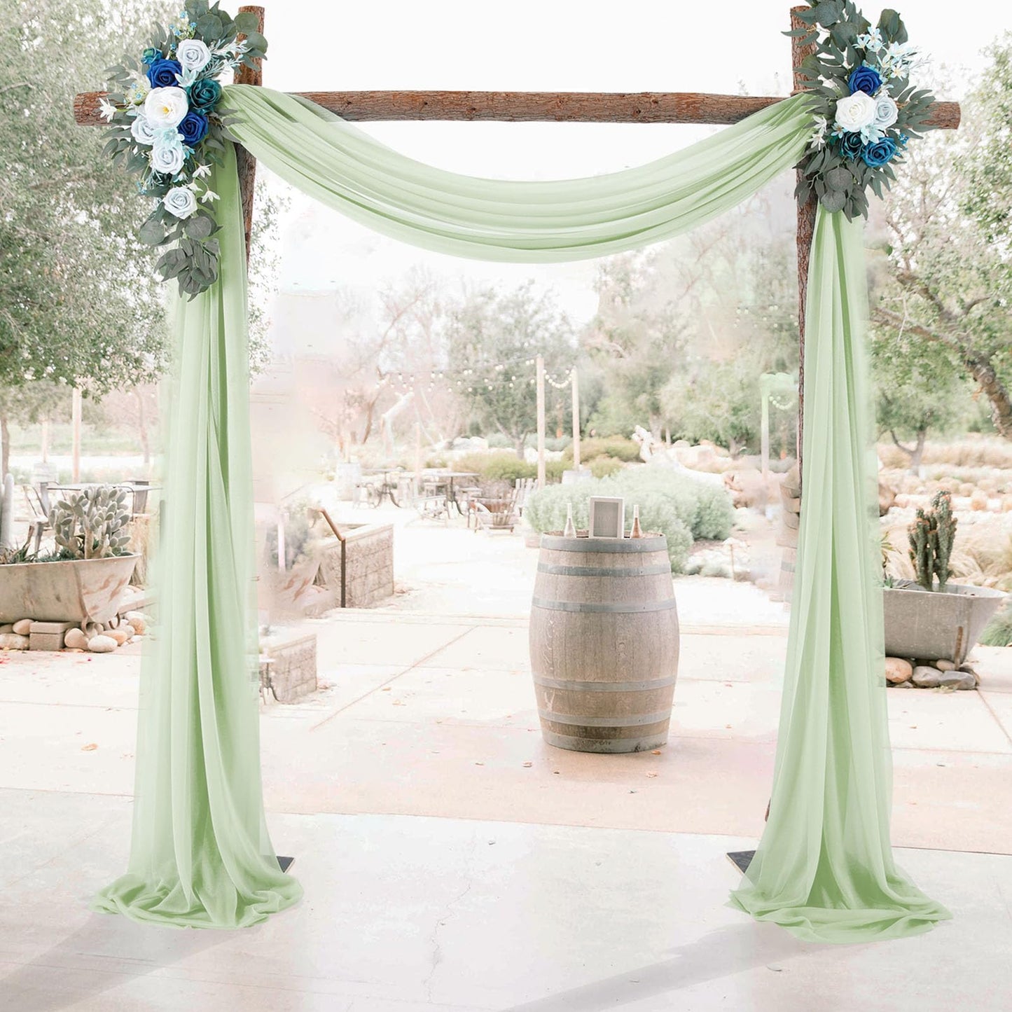 BOYOUTH Dark Green Voile Swag Scarf Valances Curtains,Long Sheer Chiffon Fabric Backdrop Curtains Scarves for Wedding Arch Draping,Party Outdoor Decor,30 by 394 Inches,1 Panel