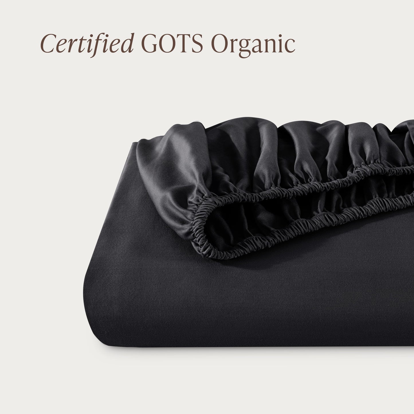 Bare Home 100% Organic Cotton Sateen Fitted Sheet - 400 Thread Count - Smooth Sateen Weave - Breathable & Cooling - Hotel Luxury - Durable Fitted Sheet - Deep Pocket (King, Black)