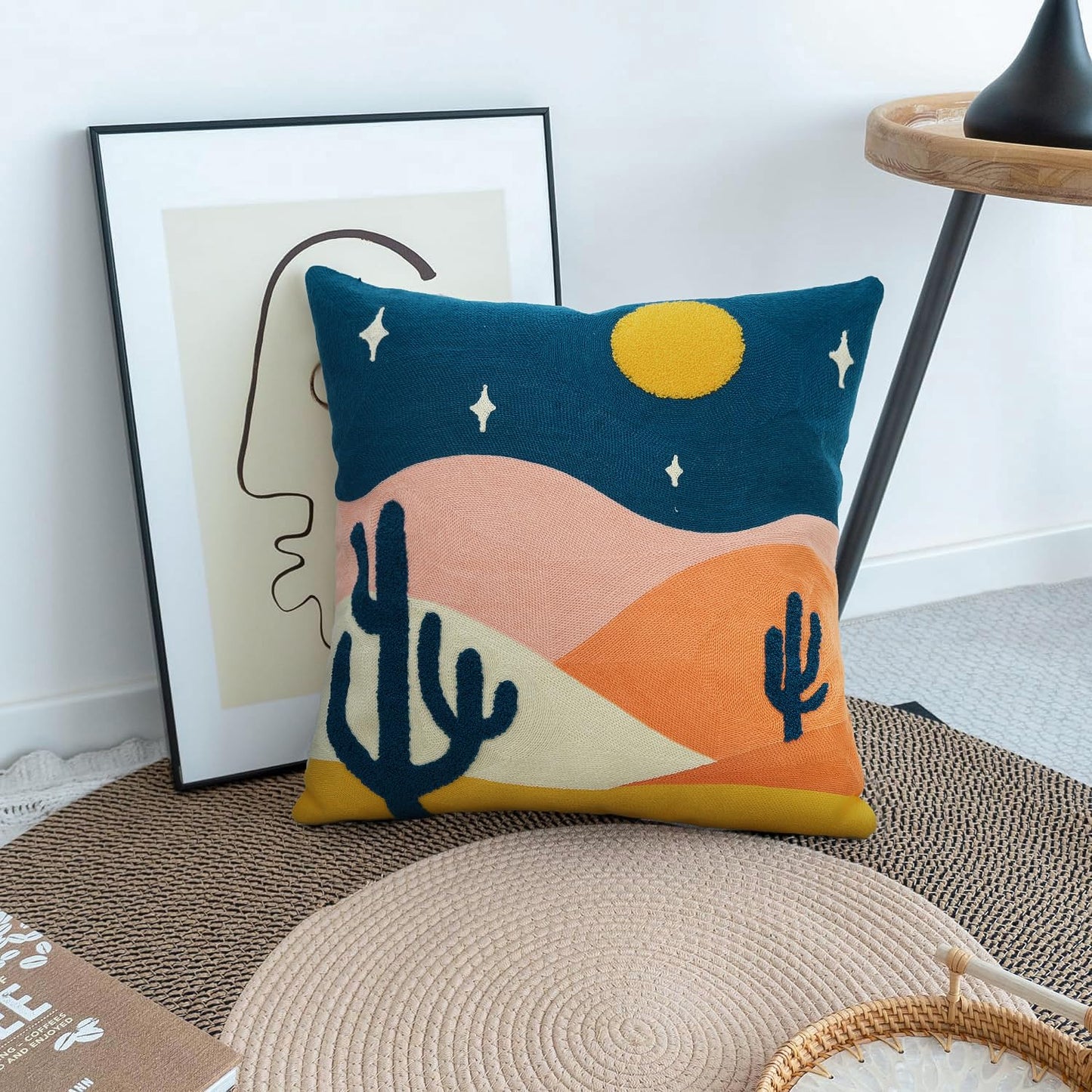 JASEN Abstract Boho Pillow Covers 18x18,Soft Mid Century Geometric Cactus Decorative Throw Pillows for Couch Bed Sofa Bedroom（Only 1 Pillow Cover） (Cactus, 18" x 18")
