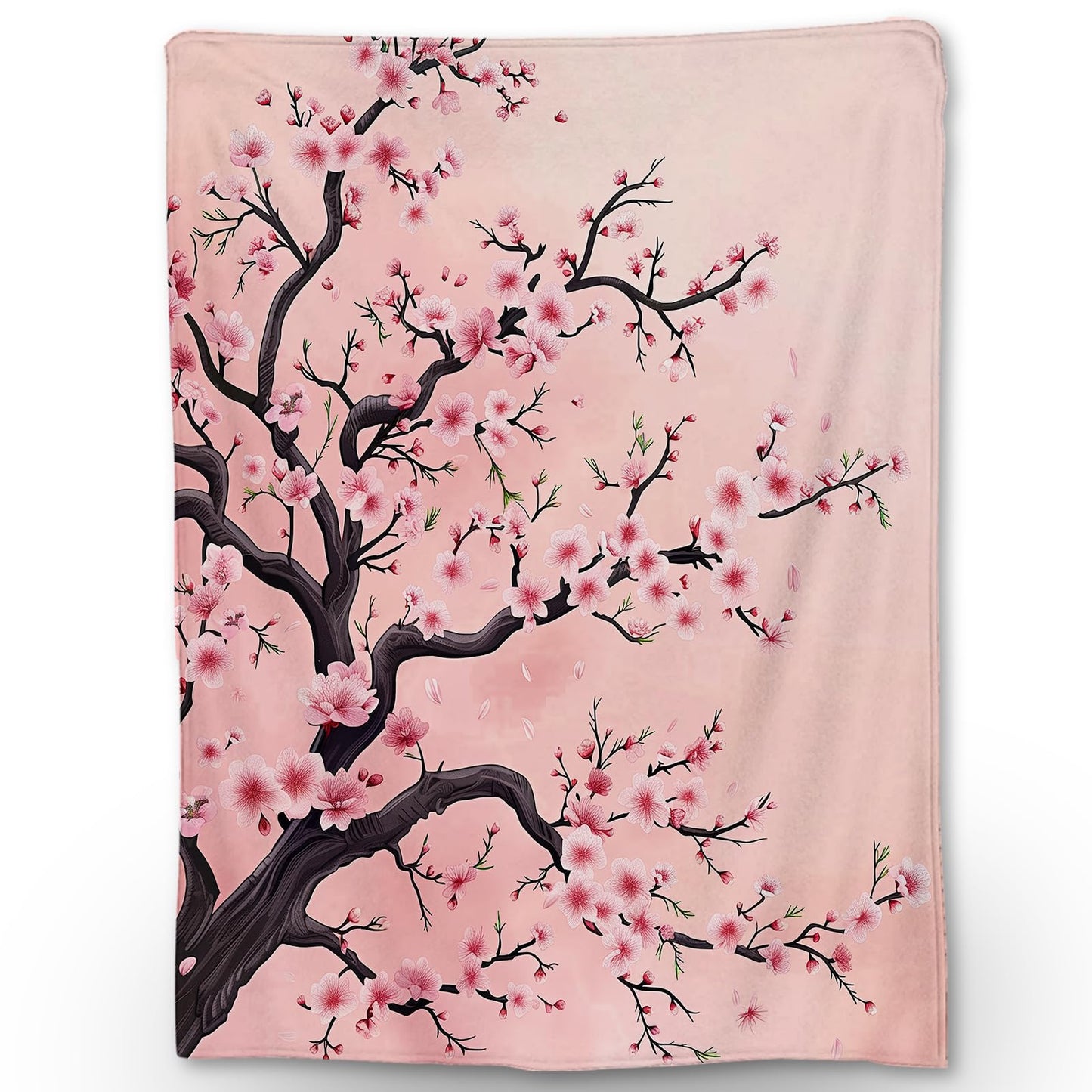 Ti Caldi Beautiful Cherry Blossom Blanket - Soft, Cozy, and Lightweight Flannel Throw, Ideal for Couch, Bed, and Travel - Fluffy, Fuzzy Home Decor for Outdoor and Indoor Use 60"x50"