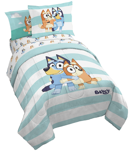 Bluey & Bingo 5 Piece Twin Bed in a Bag - Kids Comforter and Sheet Set with Sham - Super Soft Machine Washable Fade Resistant Microfiber, Oeko TEX Certified (Official Licensed Product) by Jay Franco