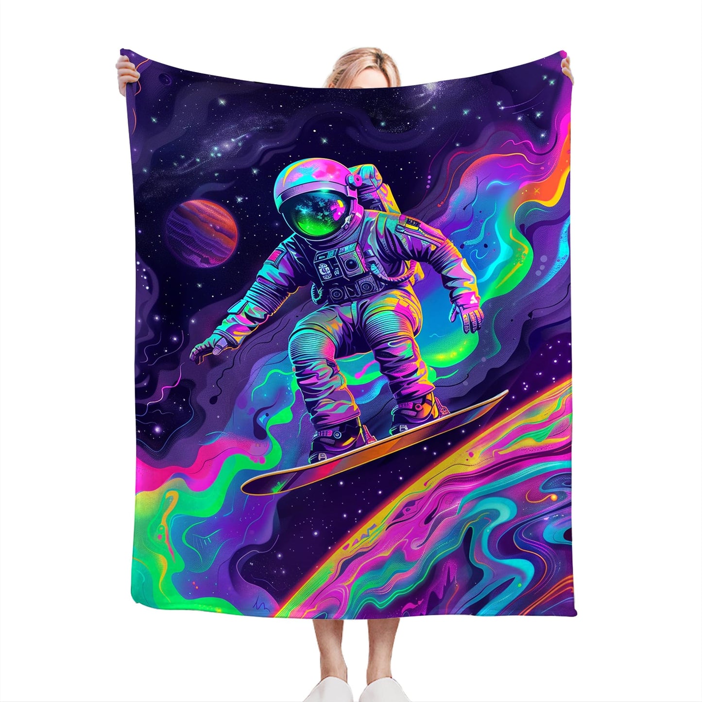 Astronaut Blanket Spaceman Throw Blanket Astronaut Gifts and Decor Fantasy Astronaut Blanket for Boys Girls Women Men Kids Adults Soft Warm Cozy Fleece Blanket for Couch Sofa Bed 50"x40"