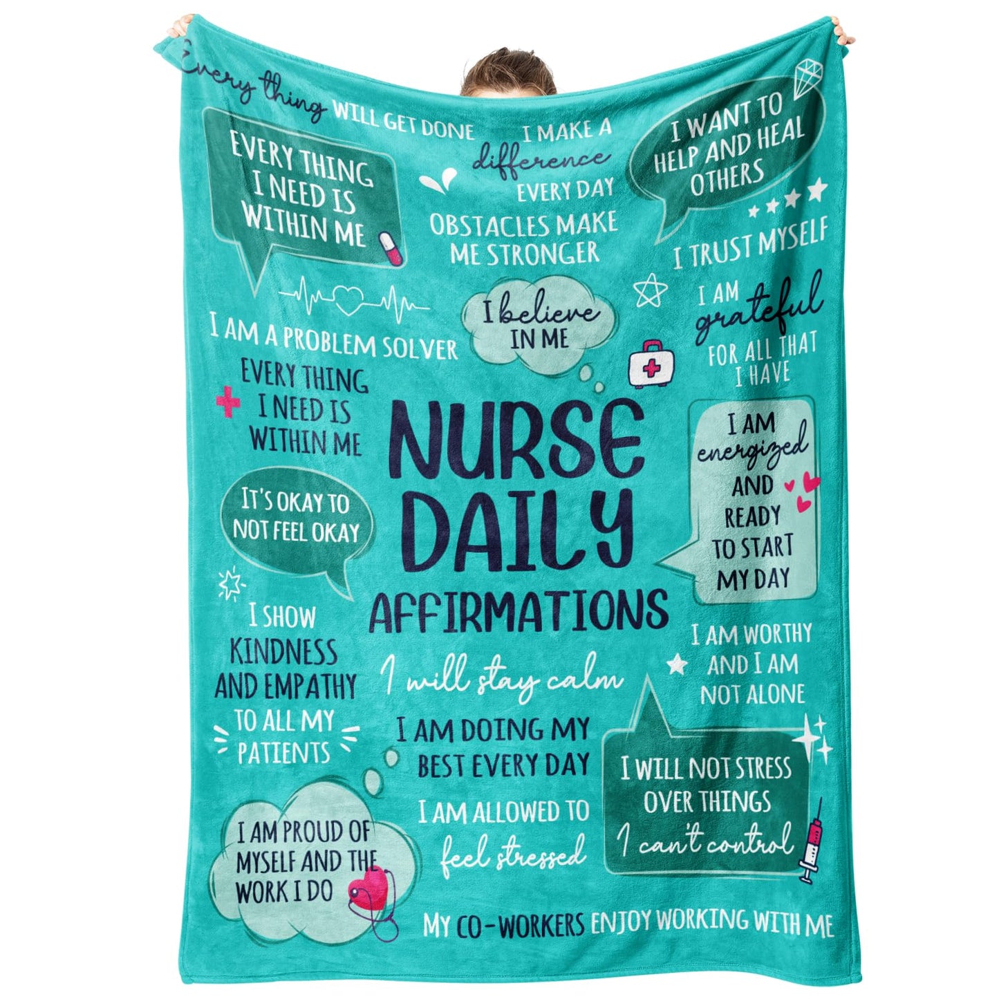 Craftique Nurse Gifts for Women Men- Soft Nurse Blanket with Daily Affirmations- LPN RN Gifts for Nurses Appreciation, Nursing School Graduate Birthday Gifts, Nurses Week/Day
