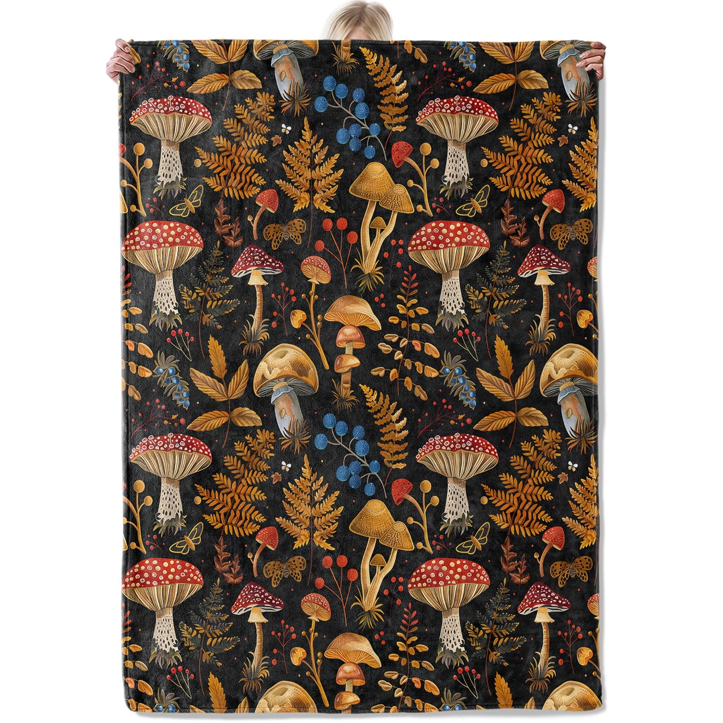 Aonimonis Enchanted Forest Mushroom Throw Blanket Gifts for Women Adults Girls, Soft Fuzzy Warm Cozy Flannel Blankets for Bedroom, Travel, Couch, Home Decor 50x60 in