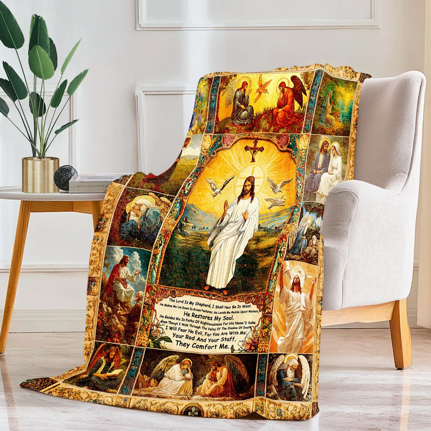 Christian Jesus Blanket Christian Prayer & Scripture Throw Blanket Religious Bible Verses, Ultra-Soft Lightweight Flannel (50"X40") for Adults & Kids - Uplifting Faith Gift