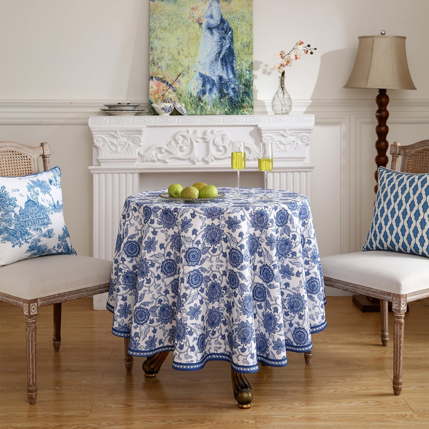 patdrea Elegant French Linen Tablecloth,Round,Diameter 67"-Lantang A