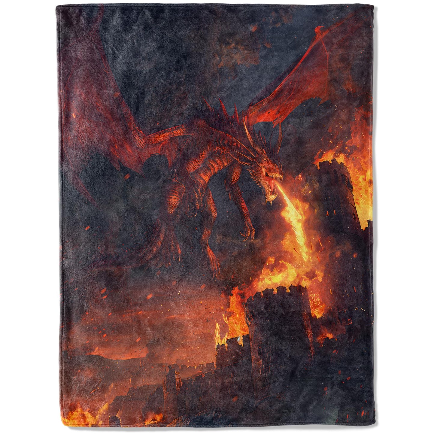 ainori Epic Fire-Breathing Dragon Flannel Blanket - Stunning Animal Throw,Gifts for Kids & Fantasy Lovers, Ultra Soft & Warm,Lightweight,for Couch Bedroom Living Room Boho Decor 50x60in