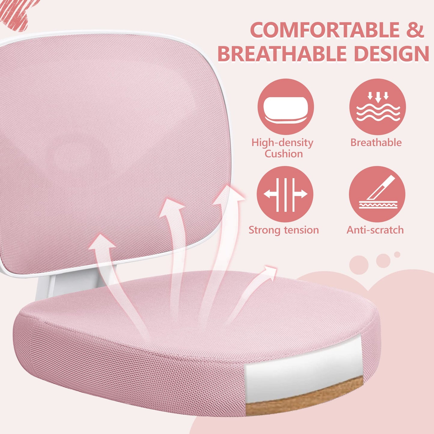 Primy Kids Desk Chair, Pink Study Chair for Boys Girls with Height Adjustable, Swivel Mesh Task Student Chairs for 4-12, Growing Teen Office Chair for Home/School/Office (Pink)