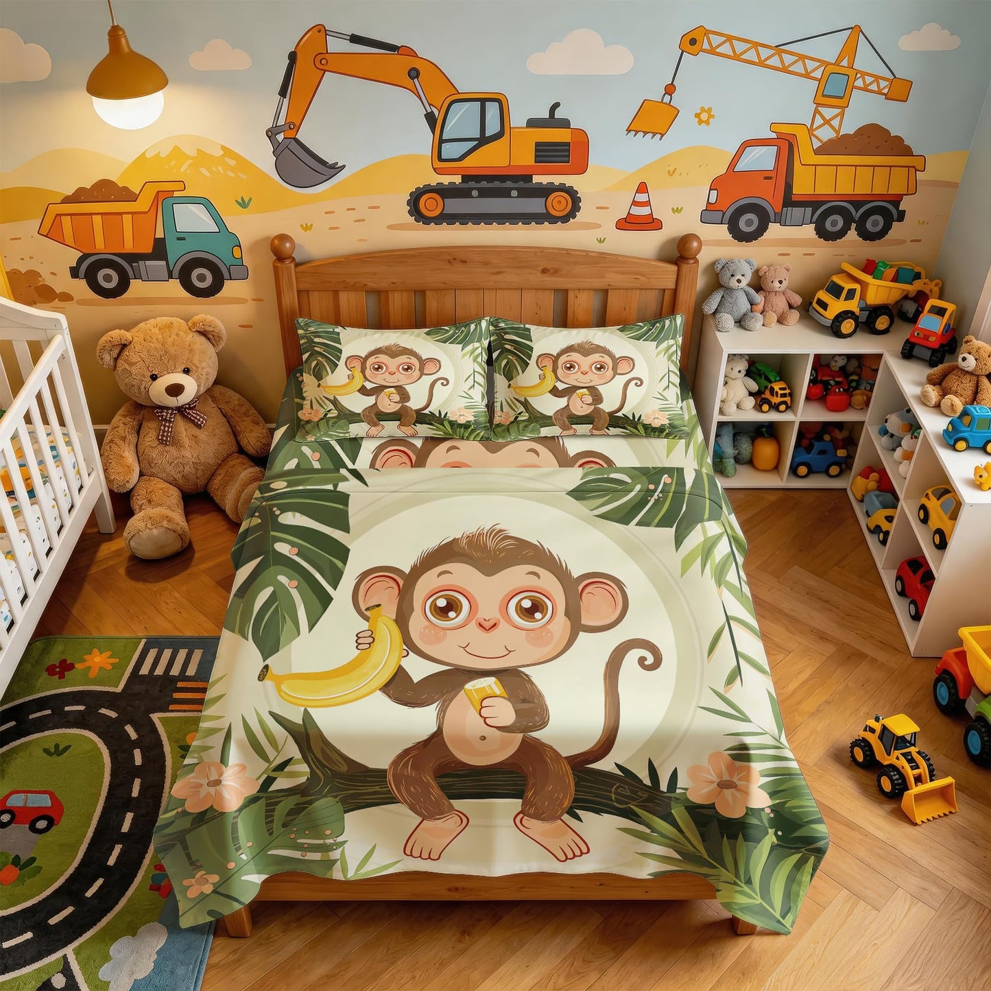 Monkey Banana Twin Bedding Set Jungle Animal Sheet Sets