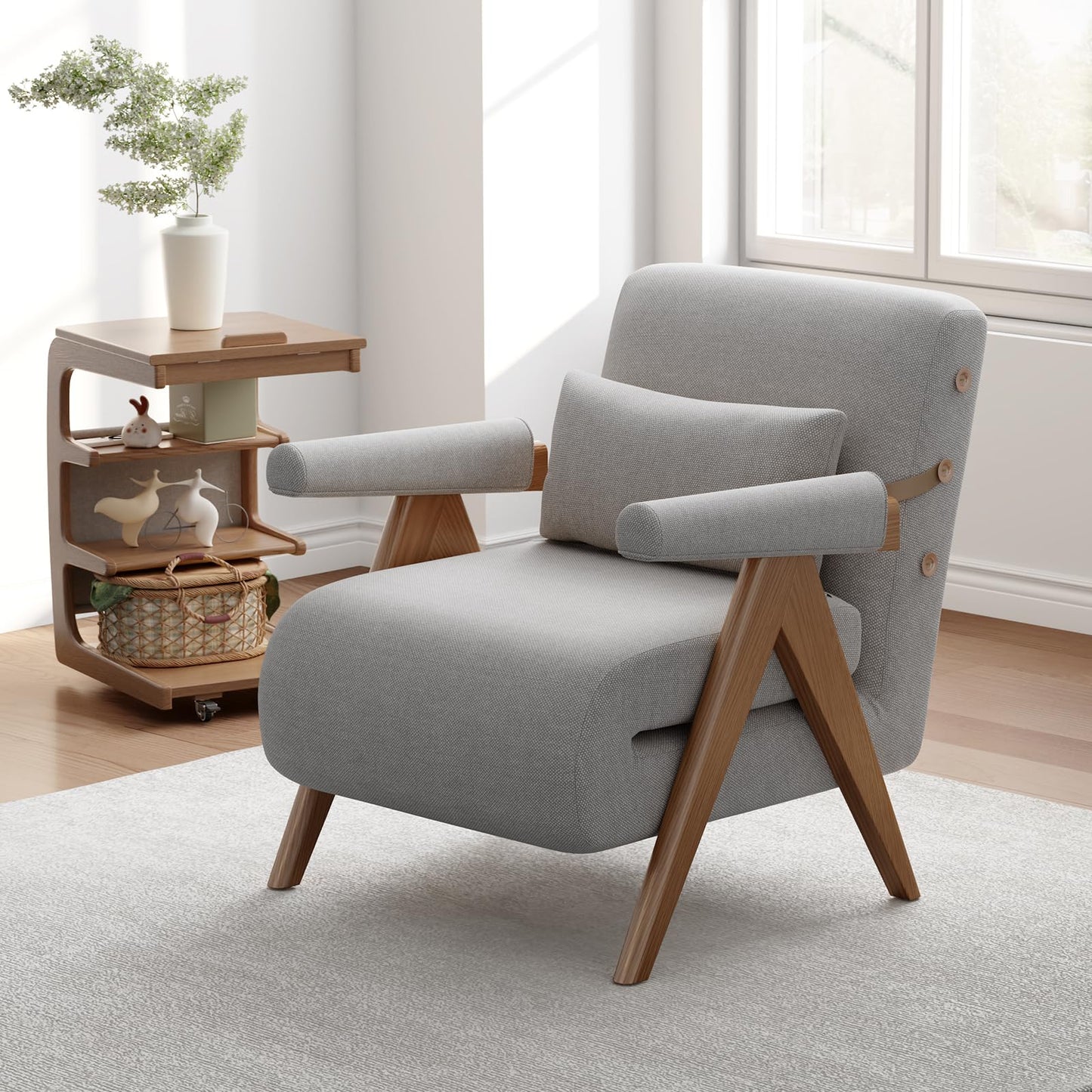 AnywaysWood 3 in 1 Residential Convertible Sofa Bed Chair|3 in 1 Sleeper Sofa Couch Bed | Adults | Living Room, Bedroom,Office (Gray 32Wx 32Dx32L)