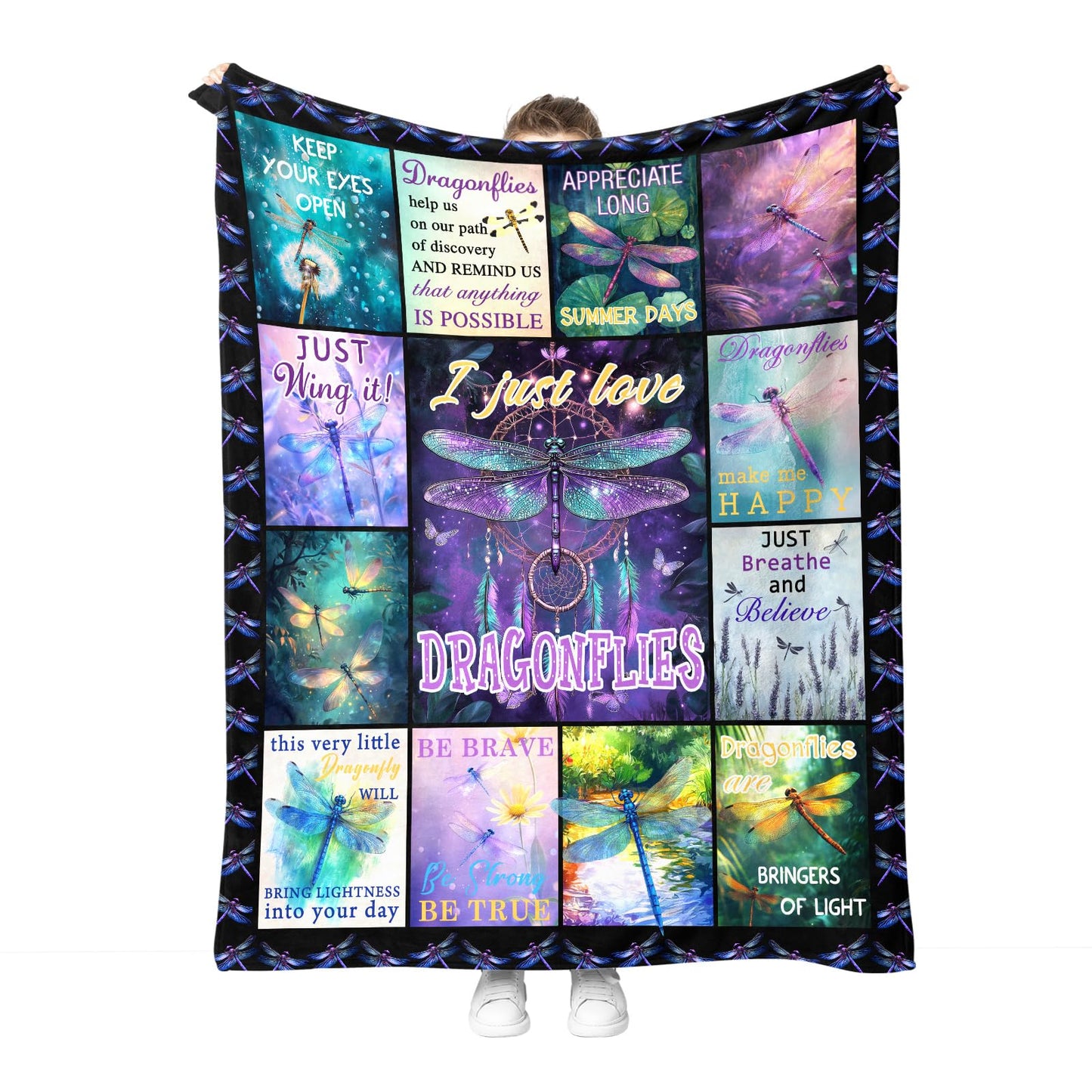 Hohoto Dragonfly Blanket Dream Catcher Gifts for Adults Women Girls Wife Mom Sisters Birthday Christmas Halloween Easter Mother's Day Presents Mom Wife Girlfriend Throw Blanket 50"x60"