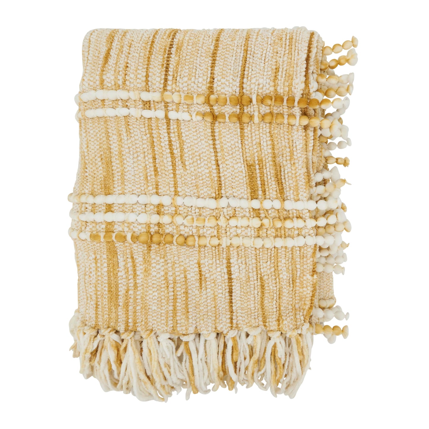 SARO LIFESTYLE Rustic Fringed Striped Throw