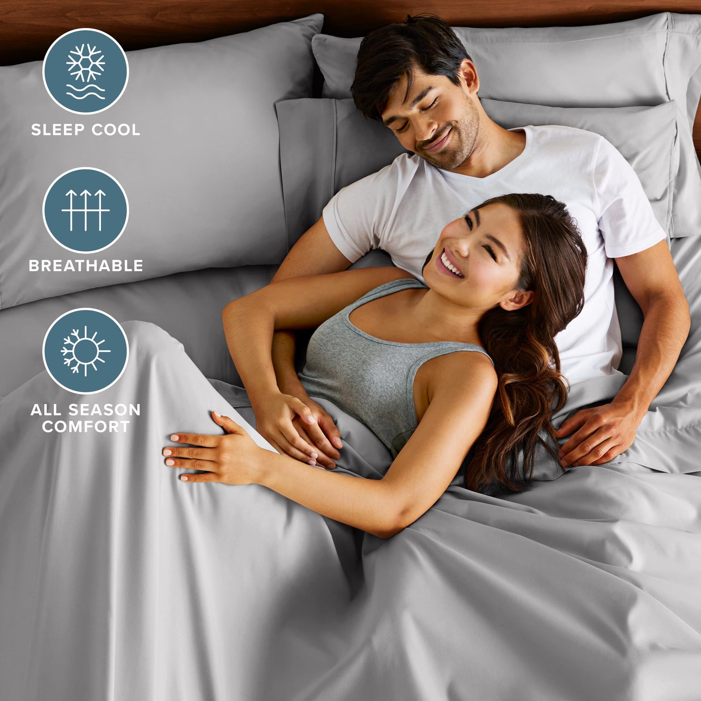 Bare Home Twin Sheet Set - Hotel Luxury - Deep Pockets - Double Brushed Microfiber for Softness - Easy Fit - 3 Piece Set - Bed Sheets with Envelope Pillowcases (Twin, Light Grey)