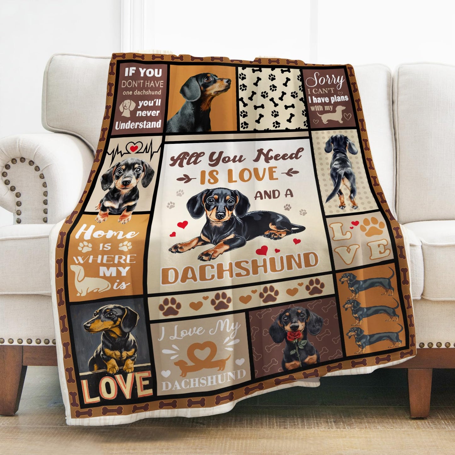 Dachshund Gifts for Women, 60"x50" Dachshund Blanket Gifts for Kids, Wiener Weiner Dog Gifts for Women Dachshunds Lovers Birthday, Soft Flannel Weiner Dog Throw Blanket Decor for Couch