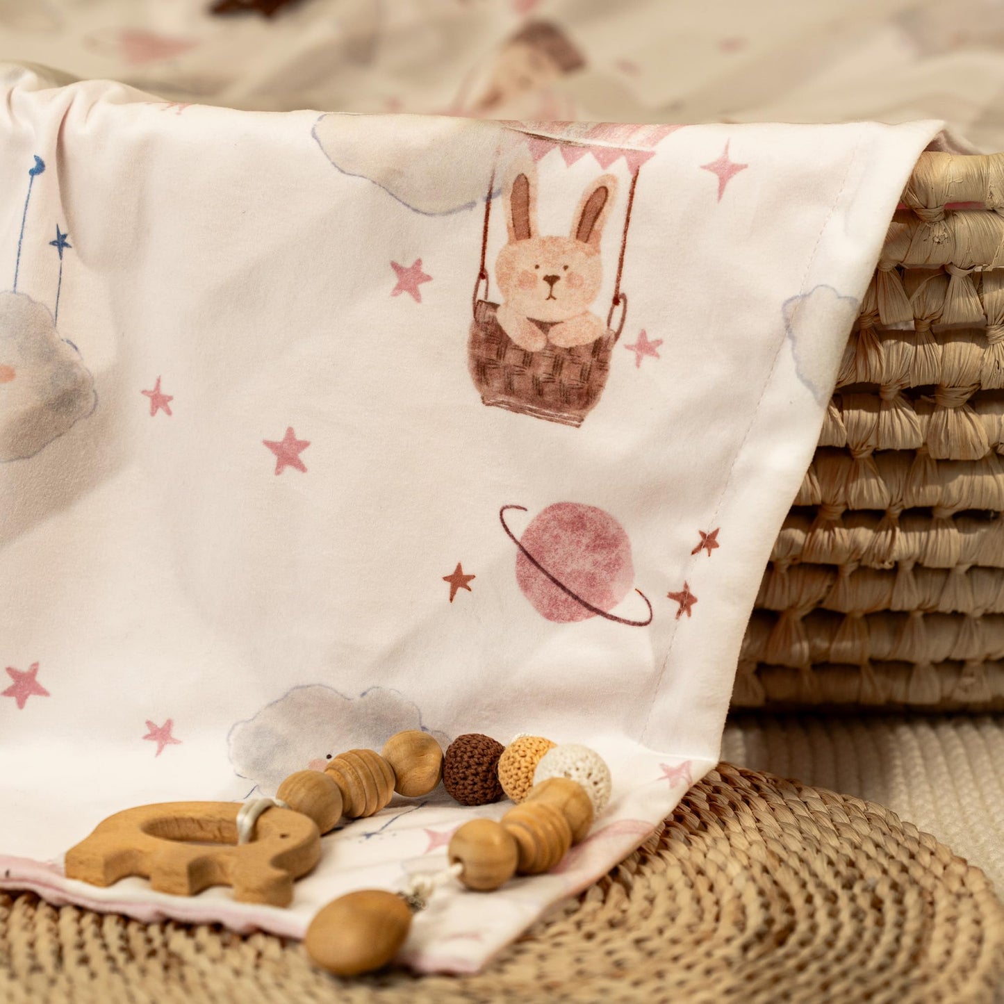 CIVARUA KIDS Minky Baby Blanket Pink Cute Bunny Blanket, Soft Cozy Nursery Blanket for Girls Boys, Fluffy Toddler Infants Warm Nursery Bed Blankets for Crib Stroller or Carseat, 30x40 Inches, Pink