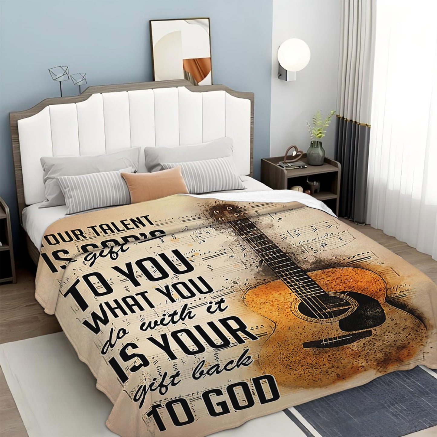 Tijuboni Guitar Music Throw Blanket Guitar Gifts for Girls Boys Women Men Kids Adults Soft Flannel Fleece Blanket for Couch Sofa Bed Home Decor 40"x50"